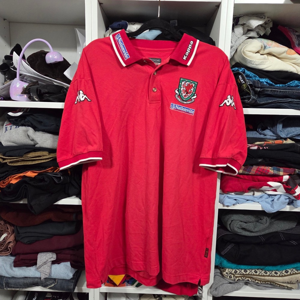 Kappa Wales National Team Polo Shirt Red Nationwide Soccer Football Mens XXL
